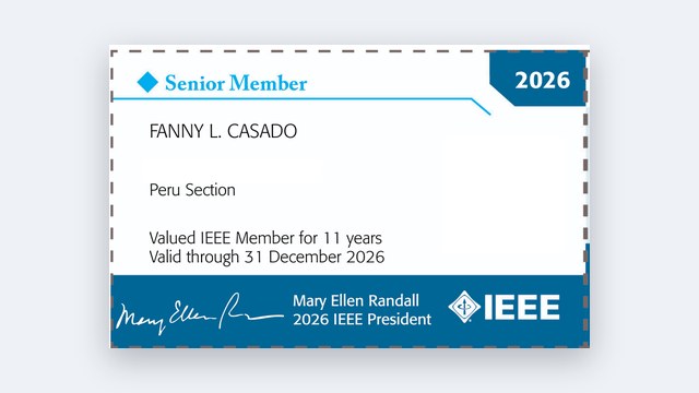 Credencial de Senior Member del IEEE a nombre de Fanny L. Casado